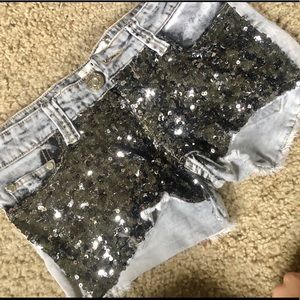 Daytrip Grey Acid Wash Bling Shorts